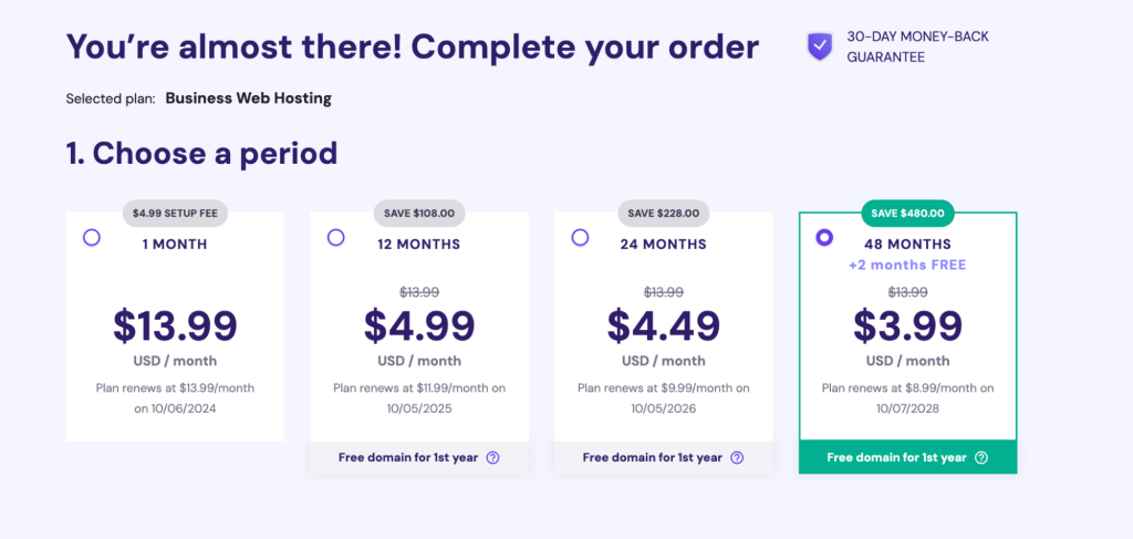 Four hosting periods to choose from