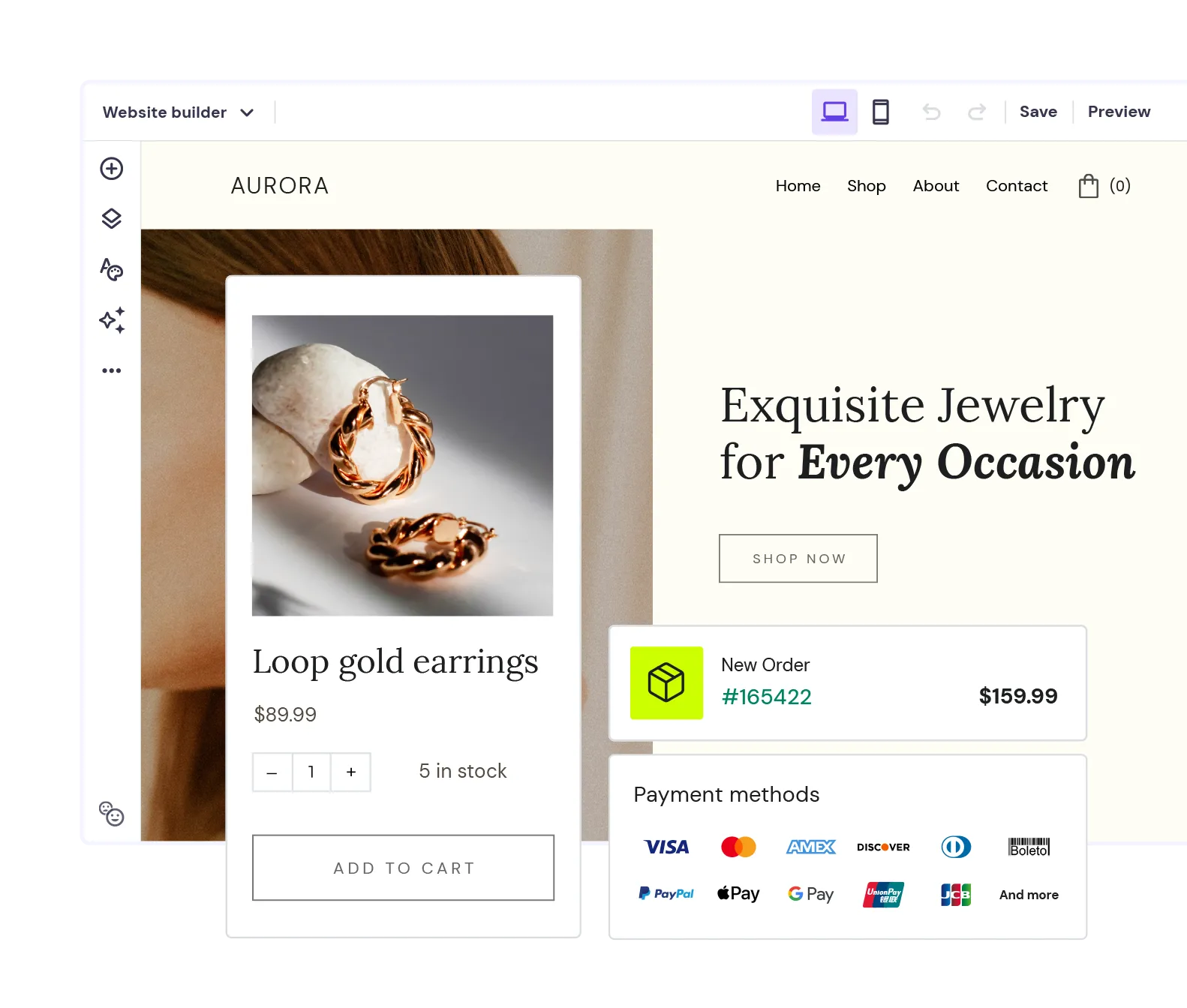 Website Builder with eCommerce features