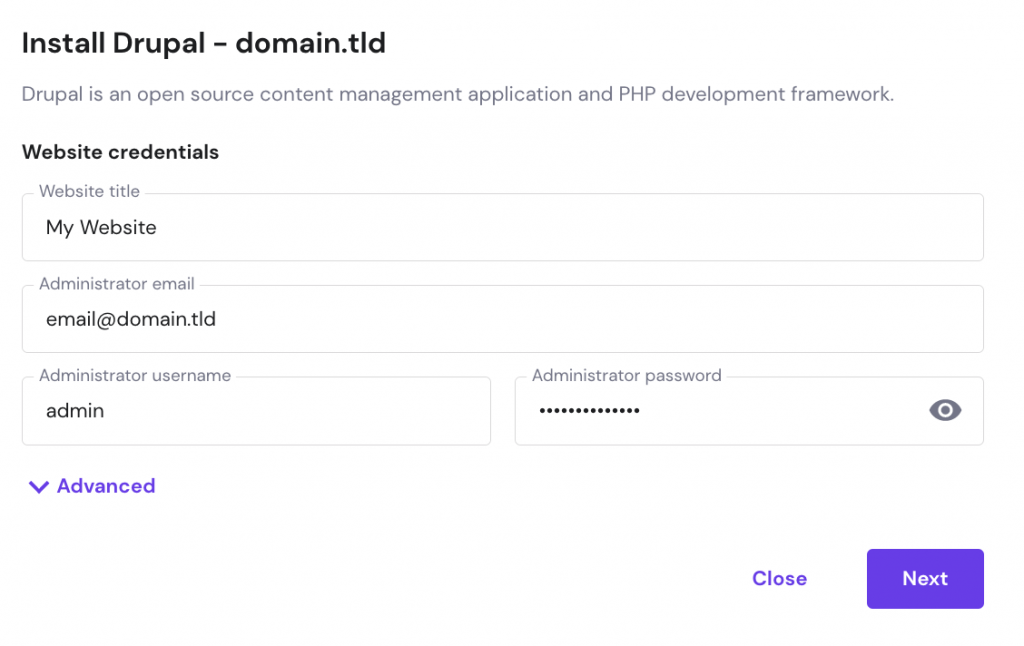 Install Drupal pop-up form