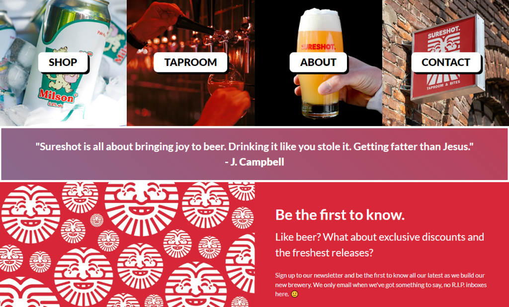 Sureshot Brewing's homepage