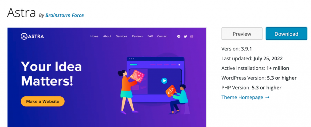 Download the Astra theme for WordPress