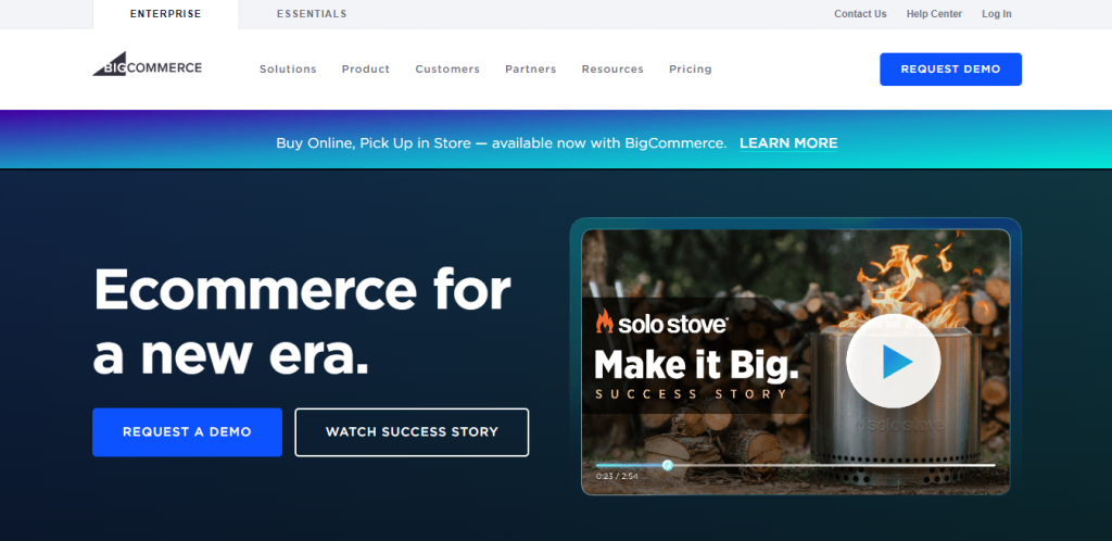 BigCommerce website homepage