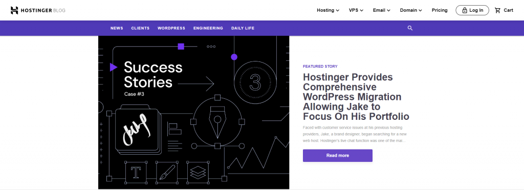 Hostinger blog homepage