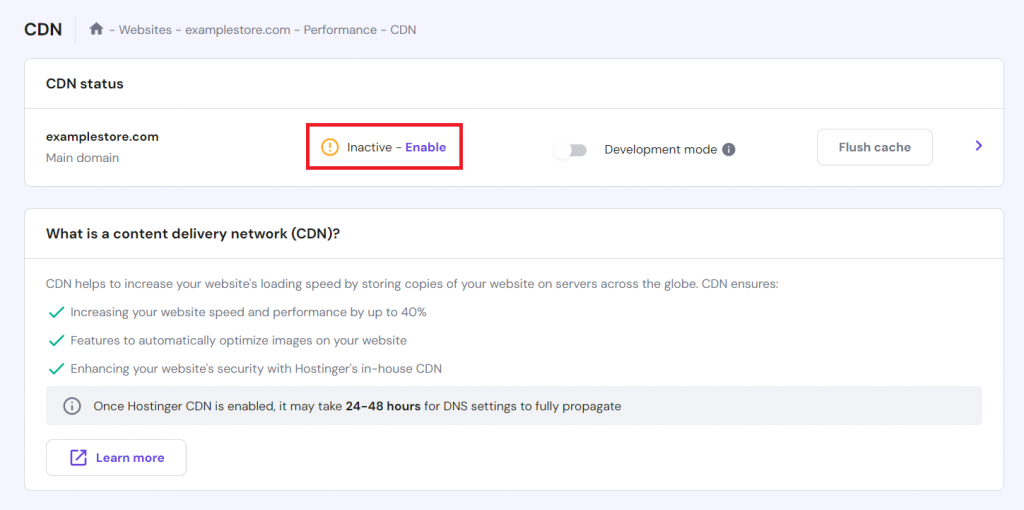 Enabling CDN on hPanel