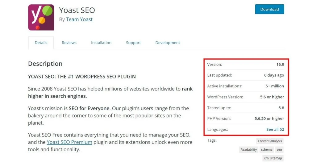 Yoast SEO plugin example