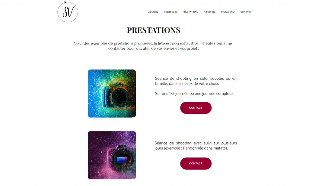 Simon Vallet Photographe prestations page