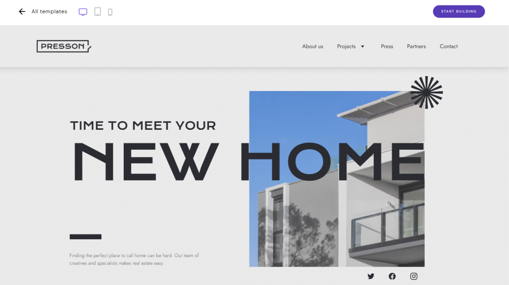 The preview of a Hostinger Website Builder template